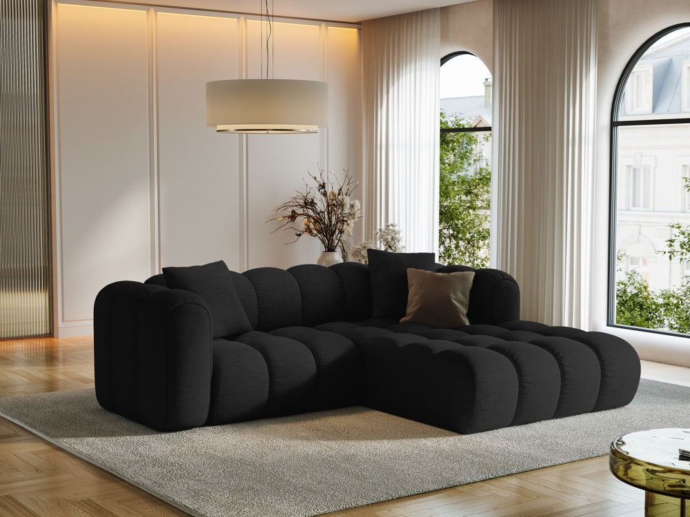 
3-seater designer corner sofa "Arden" - Textured Fabric Black / Right-hand corner section