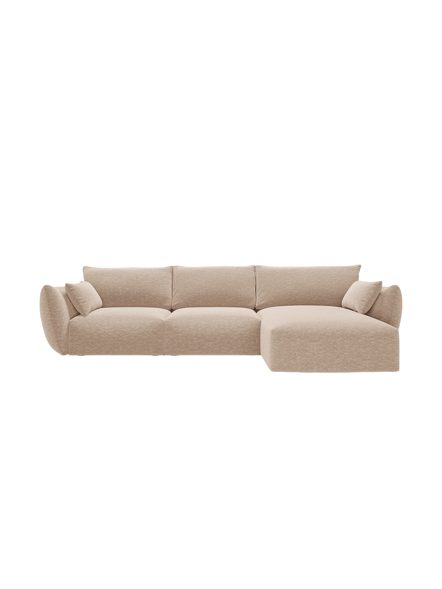 
Canapé d'angle design "Clau" 4 places - Chenille beige / Pièce d'angle droite