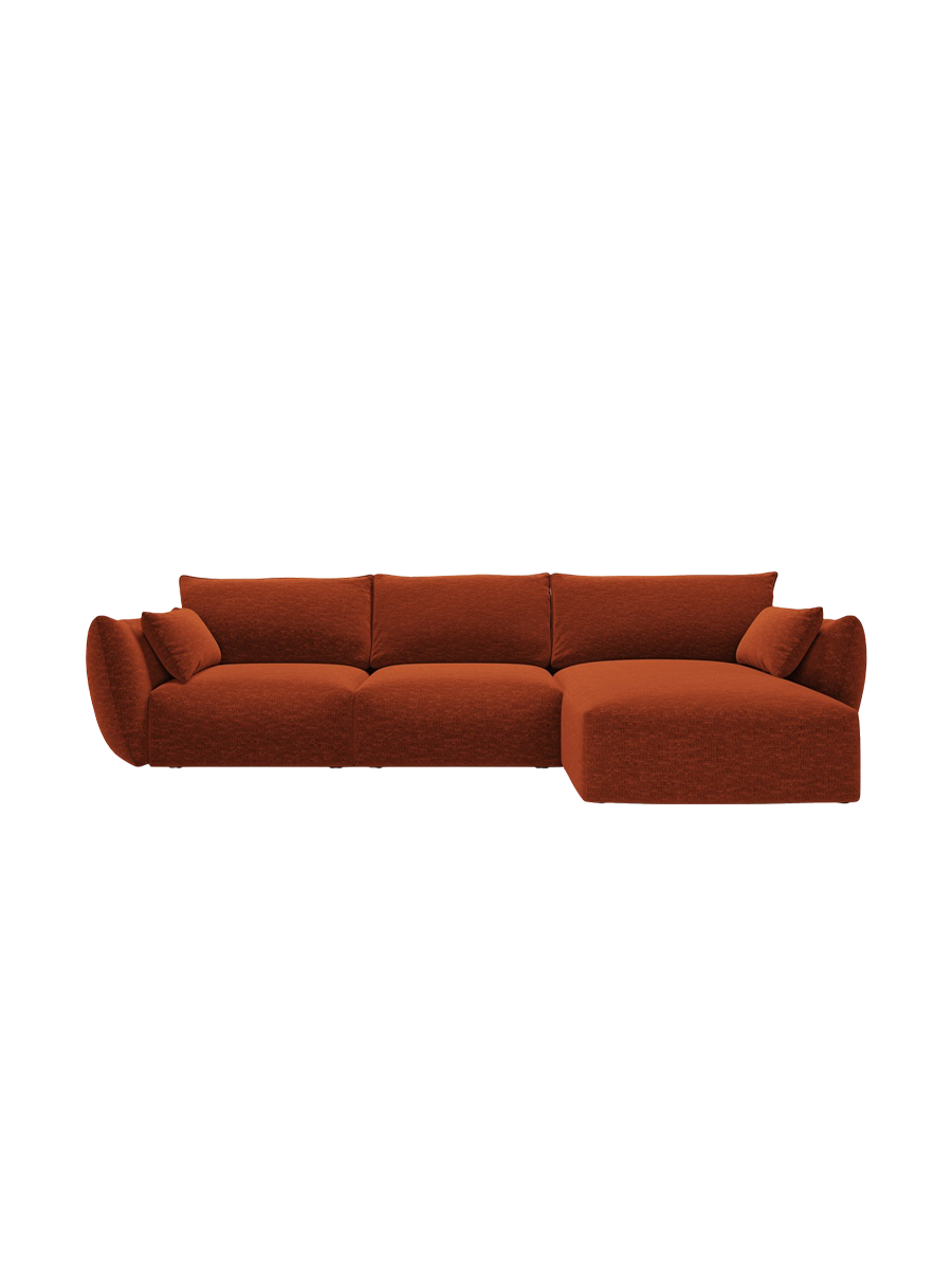 
Canapé d'angle design "Clau" 4 places - Chenille Terre cuite / Pièce d'angle droite