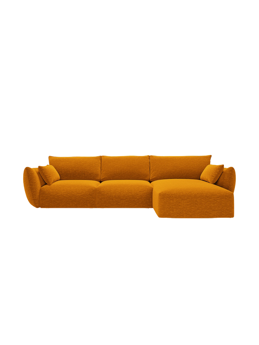 
Canapé d'angle design "Clau" 4 places - Chenille jaune moutarde / Pièce d'angle droite