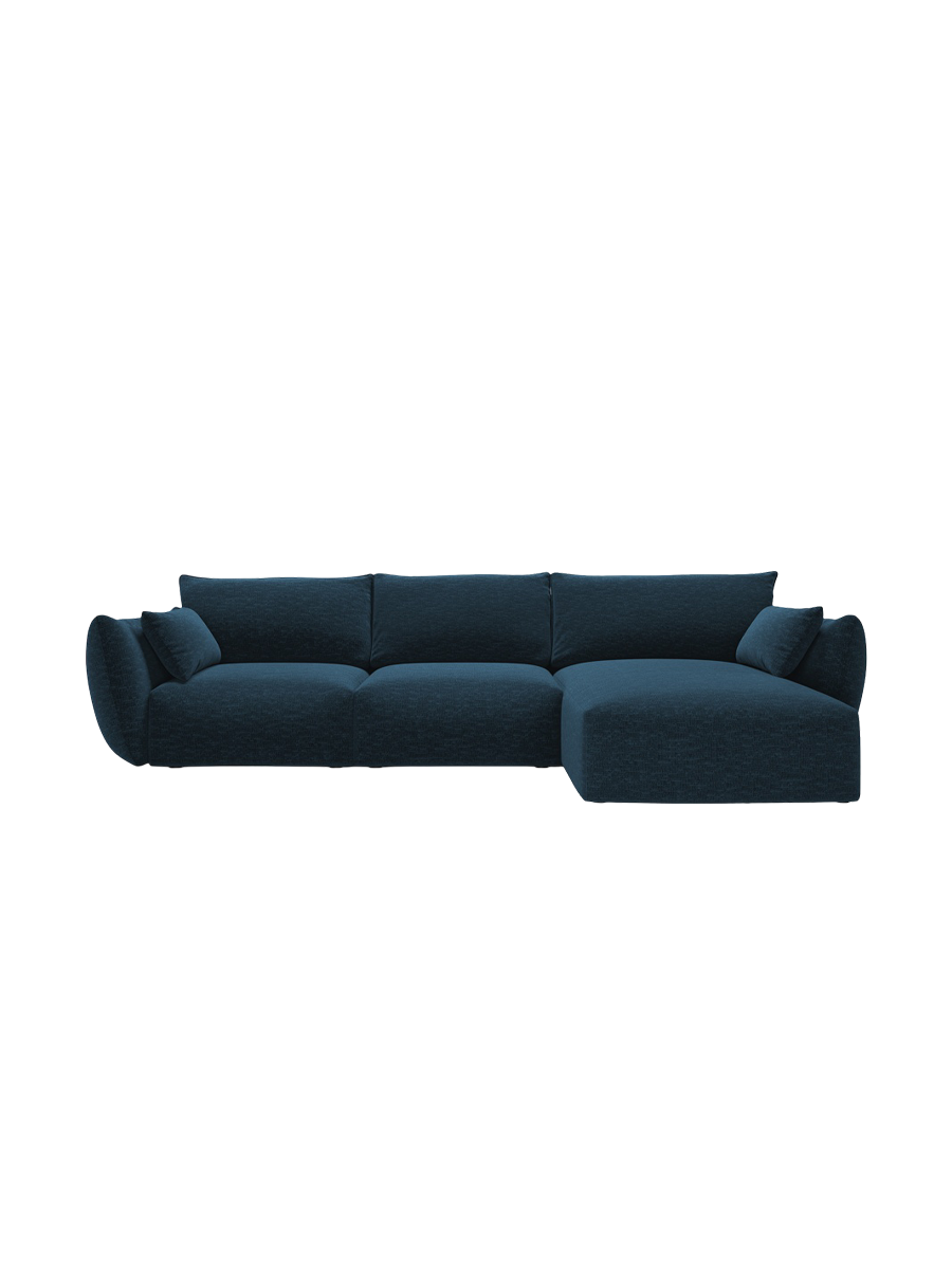 
Canapé d'angle design "Clau" 4 places - Chenille bleu roi / Pièce d'angle droite