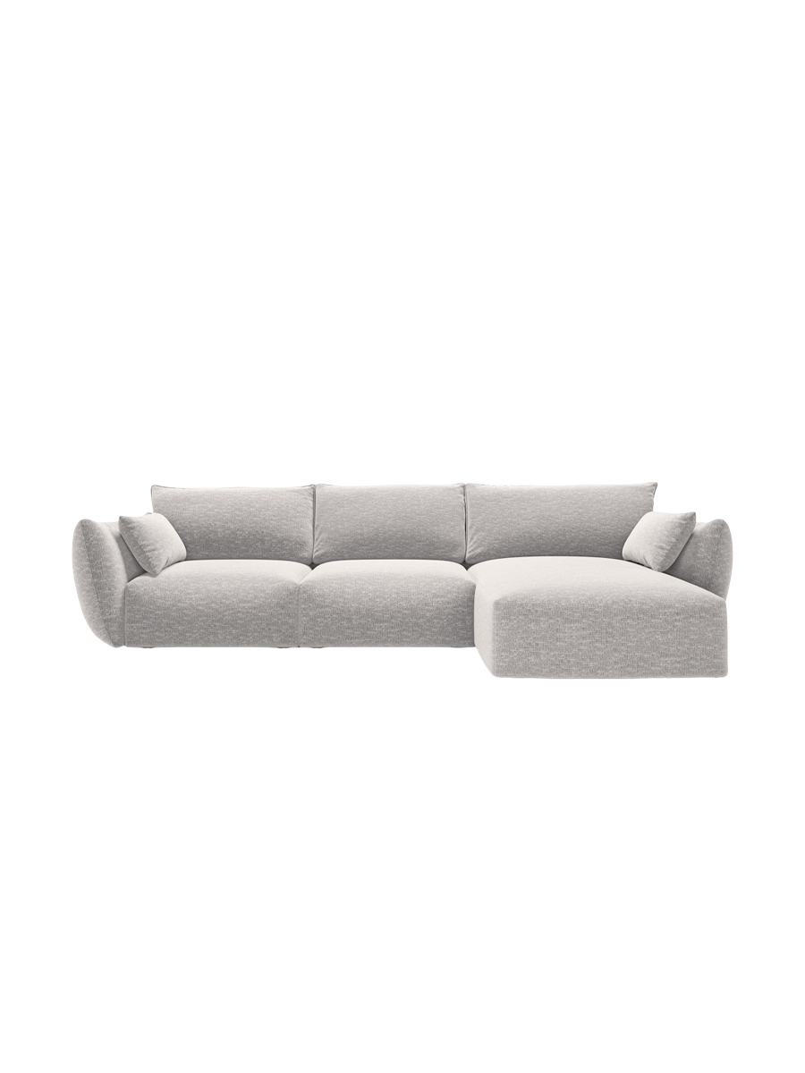 
Canapé d'angle design "Clau" 4 places - Chenille Gris clair / Pièce d'angle droite
