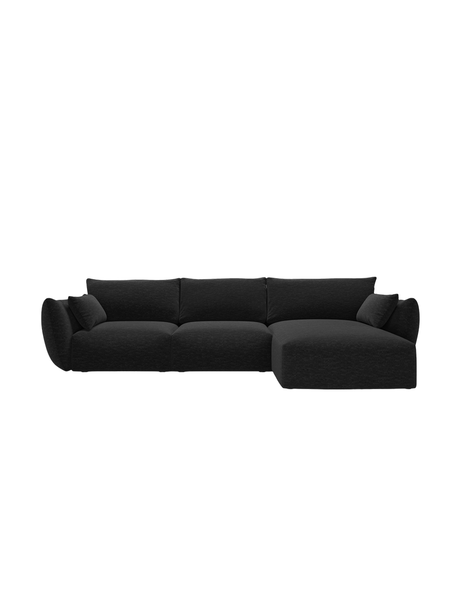 
Canapé d'angle design "Clau" 4 places - Chenille noire / Pièce d'angle droite