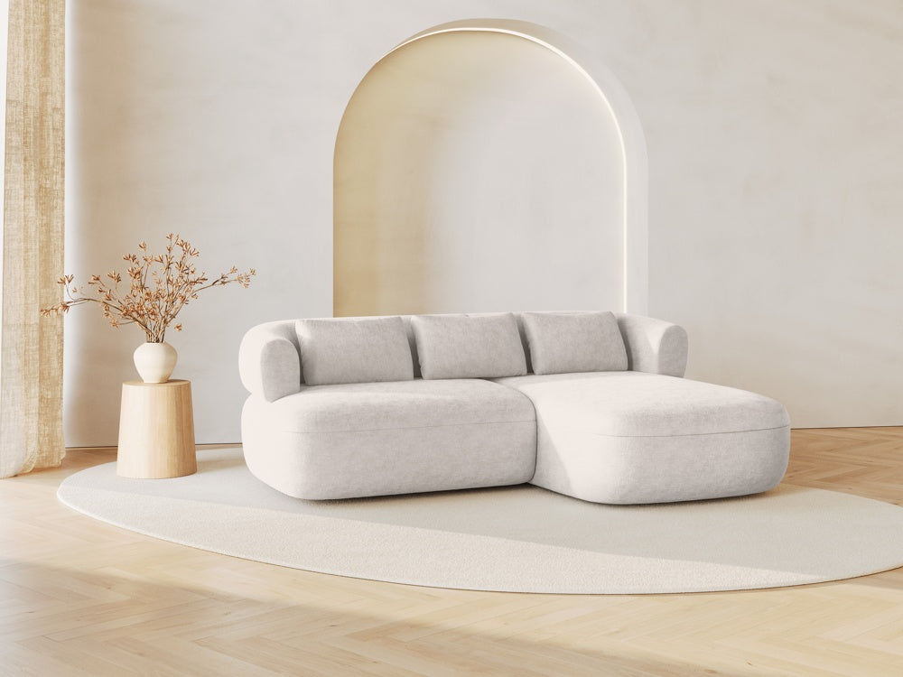 
3-Seater Designer Corner Sofa "Estro" - Chenille Light Beige / Right-hand corner section