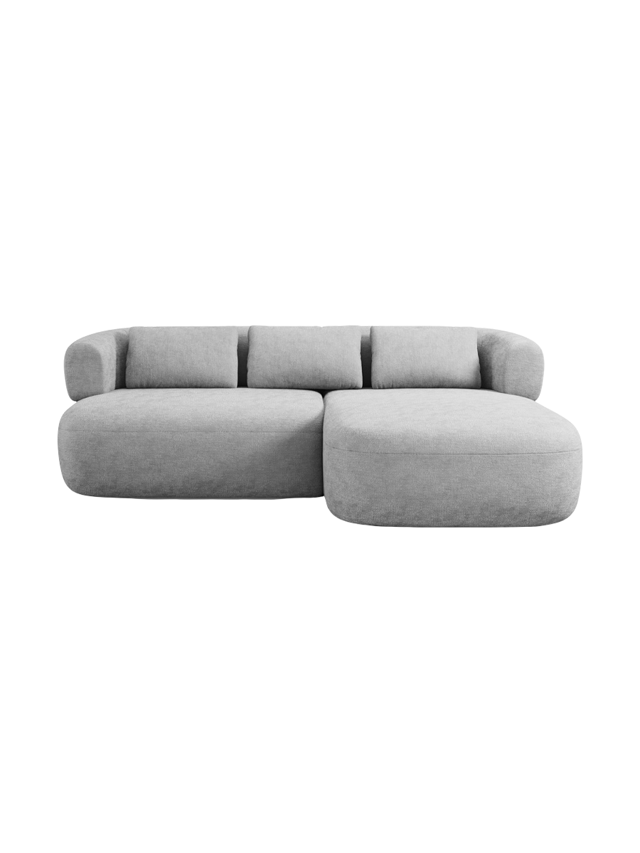 
3-Seater Designer Corner Sofa "Estro" - Chenille Silver / Right-hand corner section