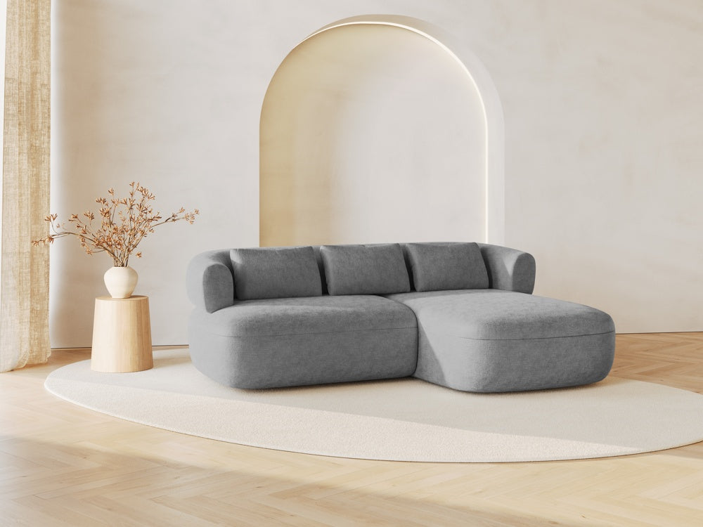 
3-Seater Designer Corner Sofa "Estro" - Chenille Silver / Right-hand corner section