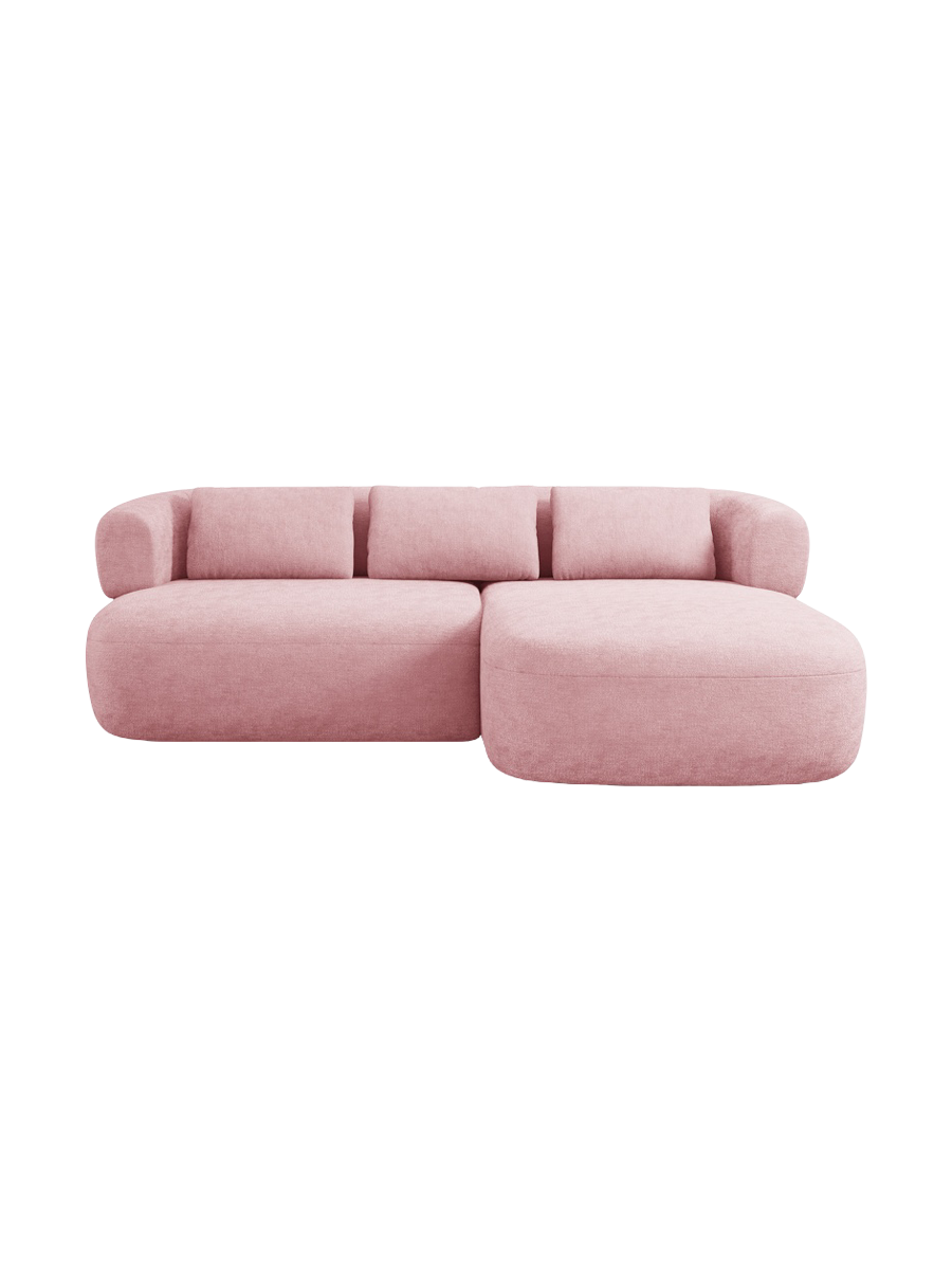 
3-Seater Designer Corner Sofa "Estro" - Chenille Pink / Right-hand corner section