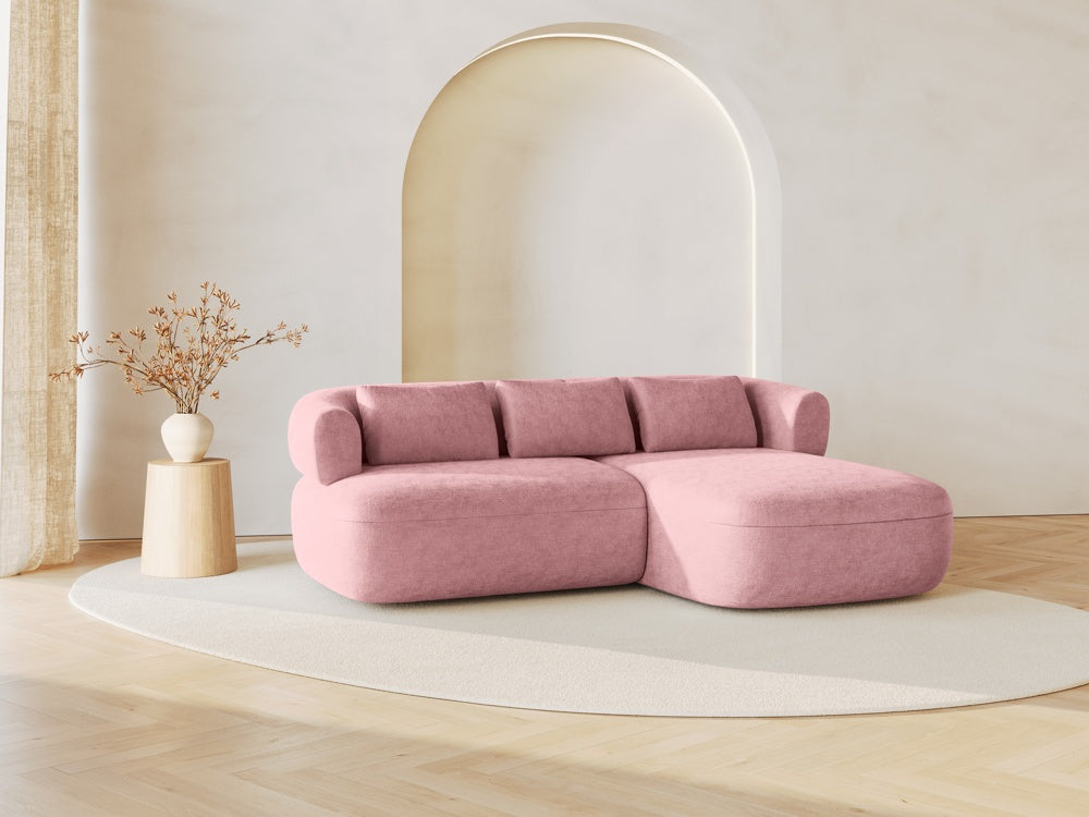 
3-Seater Designer Corner Sofa "Estro" - Chenille Pink / Right-hand corner section
