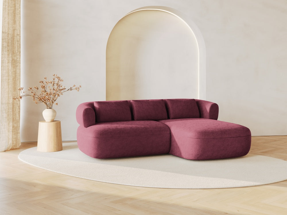 
3-Seater Designer Corner Sofa "Estro" - Chenille Cherry / Right-hand corner section