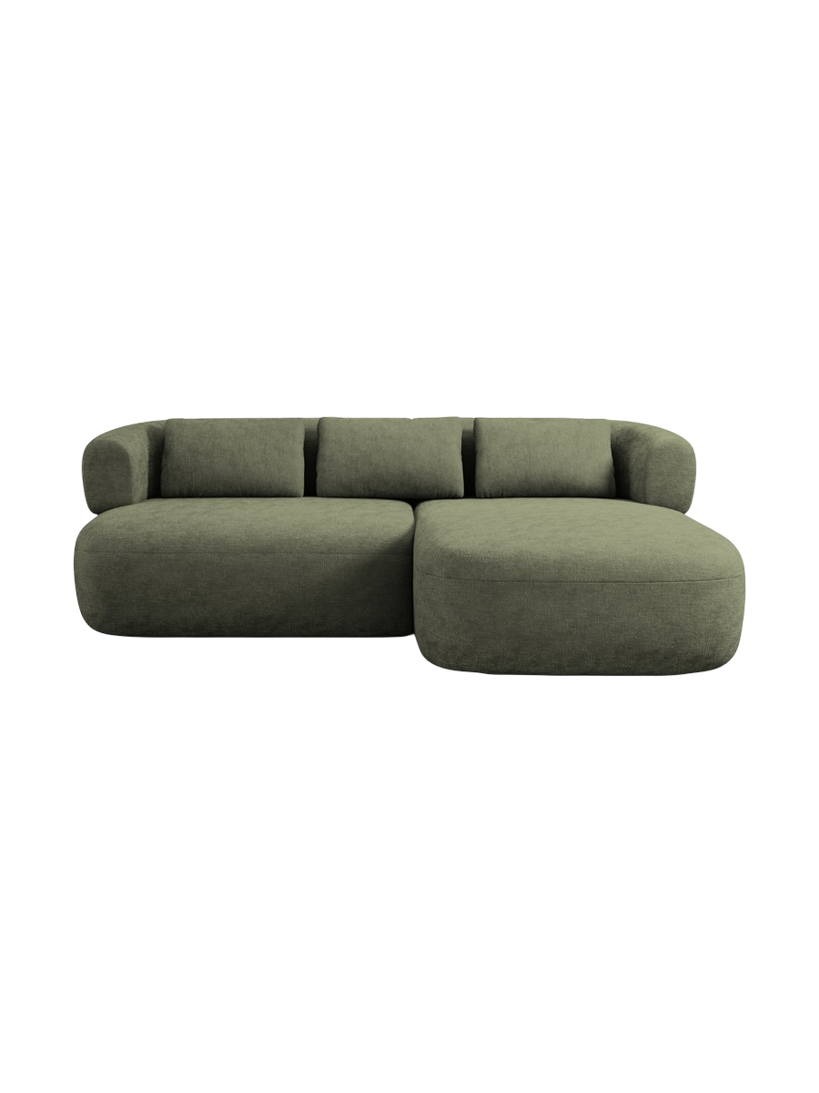 
3-Seater Designer Corner Sofa "Estro" - Chenille Green / Right-hand corner section