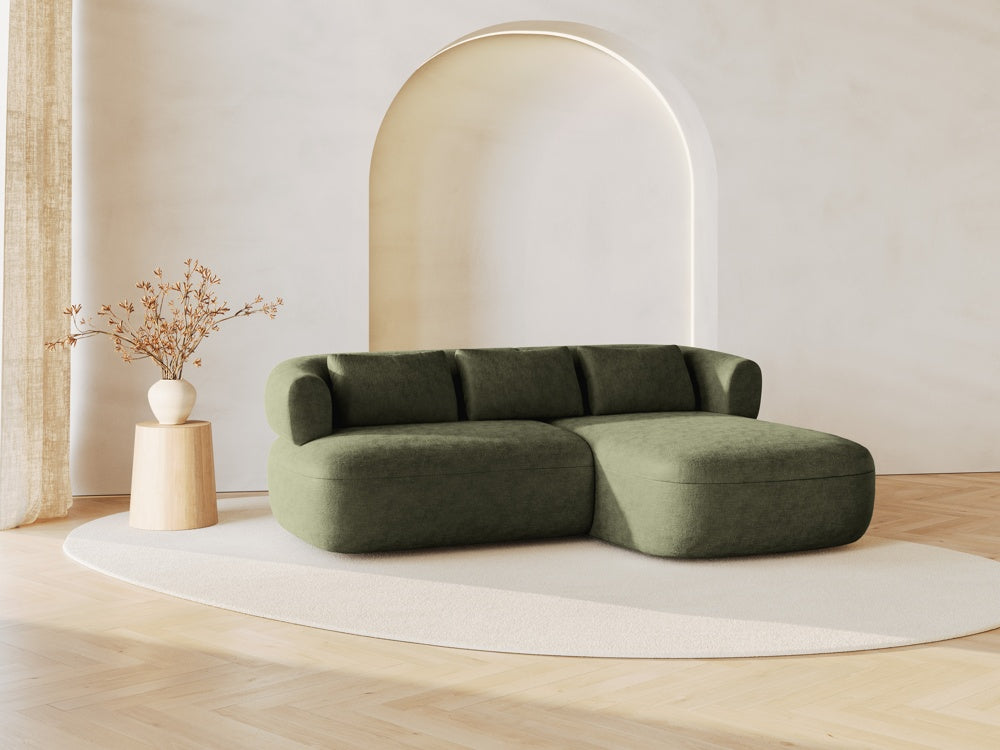 
3-Seater Designer Corner Sofa "Estro" - Chenille Green / Right-hand corner section