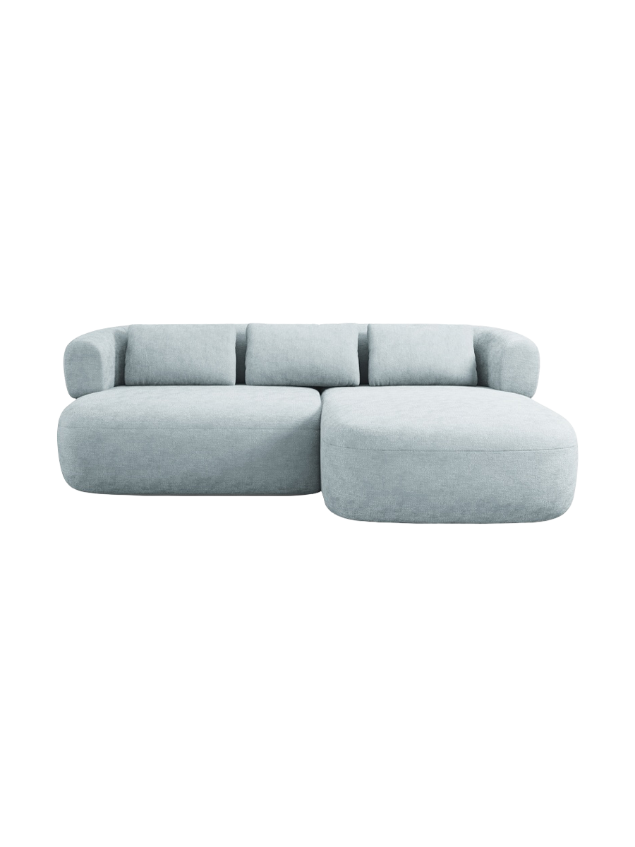 
3-Seater Designer Corner Sofa "Estro" - Chenille Light Blue / Right-hand corner section