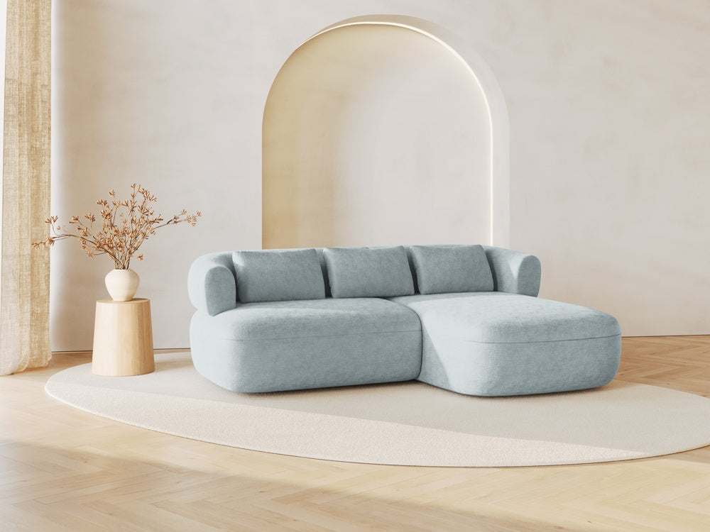 
3-Seater Designer Corner Sofa "Estro" - Chenille Light Blue / Right-hand corner section