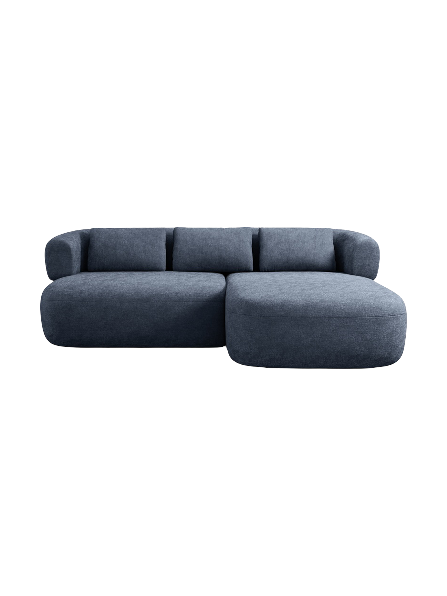 
3-Seater Designer Corner Sofa "Estro" - Chenille Dark Blue / Right-hand corner section