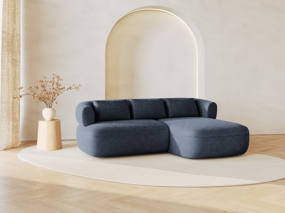 
3-Seater Designer Corner Sofa "Estro" - Chenille Dark Blue / Right-hand corner section
