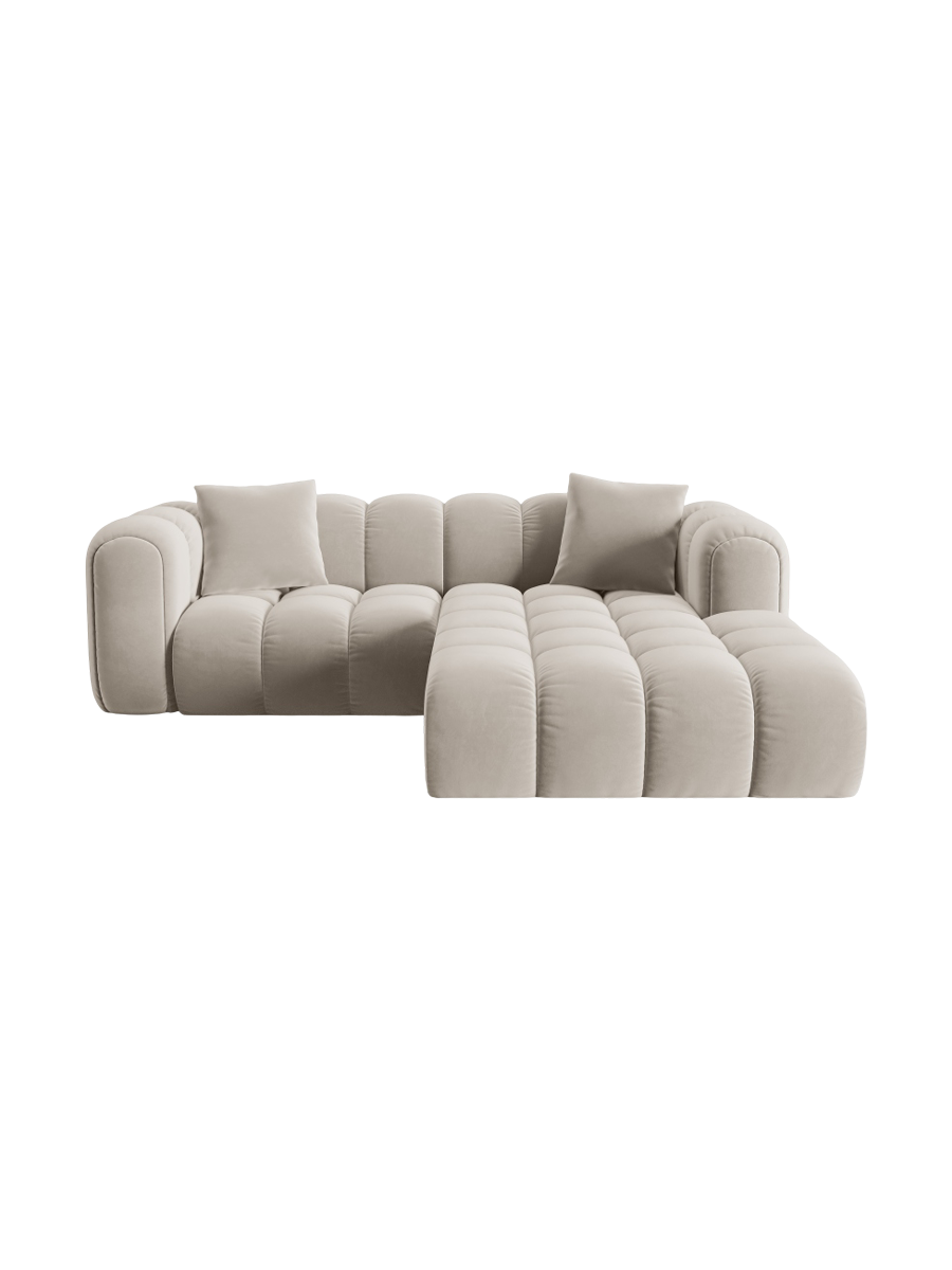 
3-seater designer corner sofa "Arden" - Velvet Ecru / Right-hand corner section