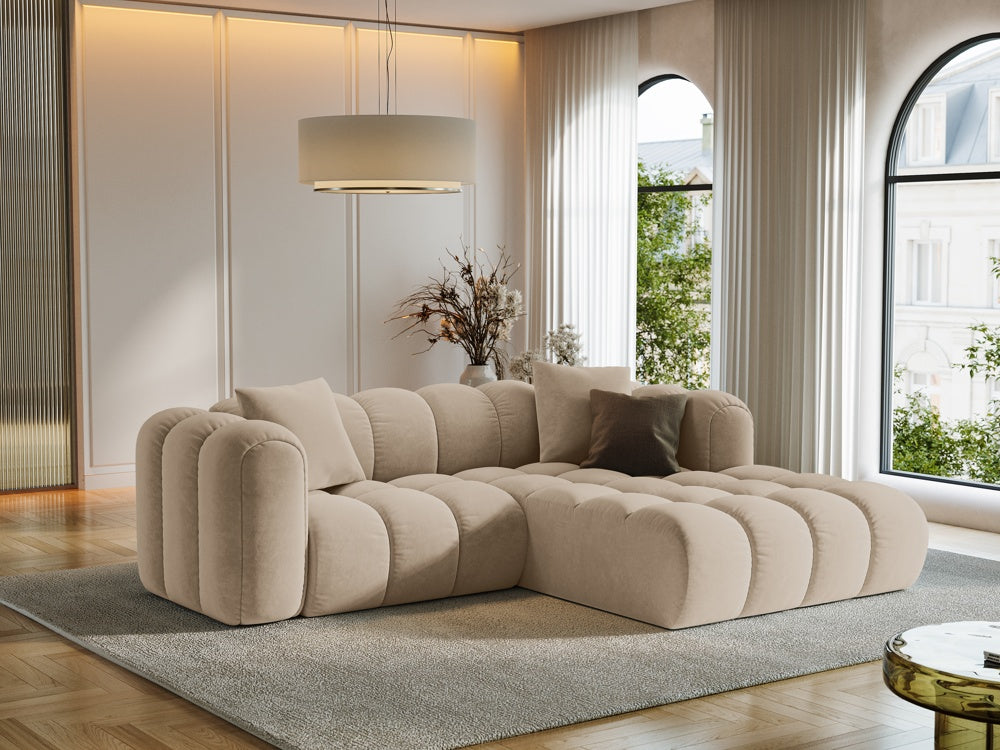 
3-seater designer corner sofa "Arden" - Velvet Sand / Right-hand corner section