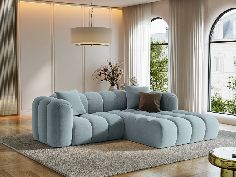 
3-seater designer corner sofa "Arden" - Velvet Light Blue / Right-hand corner section
