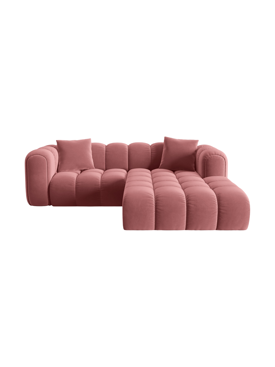 
3-seater designer corner sofa "Arden" - Velvet Flamingo Pink / Right-hand corner section