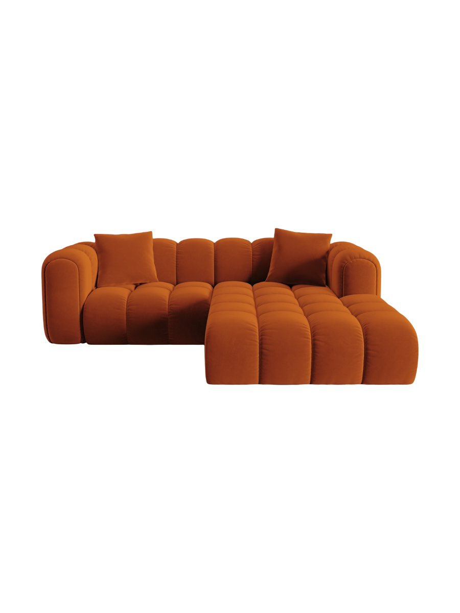 
3-seater designer corner sofa "Arden" - Velvet Terracotta / Right-hand corner section