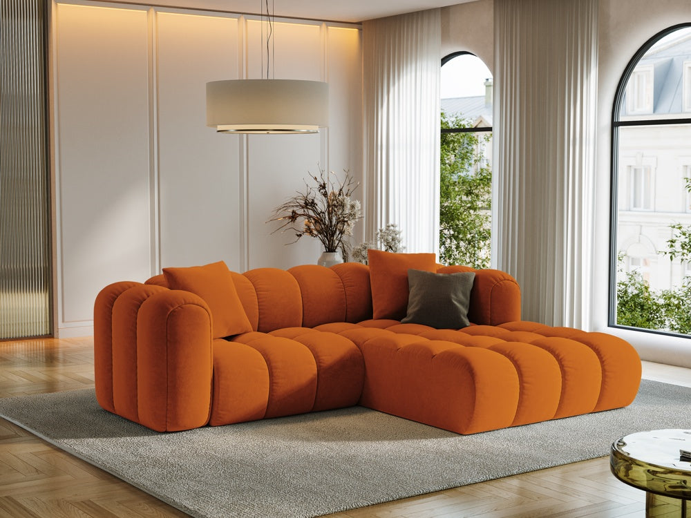 
3-seater designer corner sofa "Arden" - Velvet Terracotta / Right-hand corner section