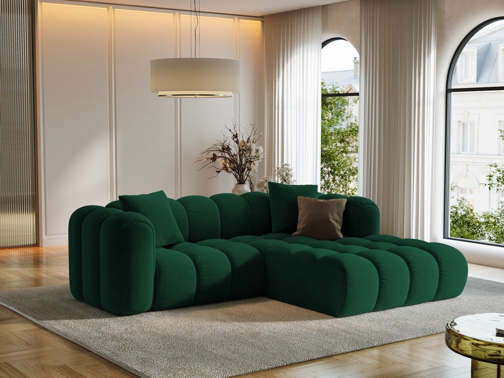 
3-seater designer corner sofa "Arden" - Velvet Bottle Green / Right-hand corner section
