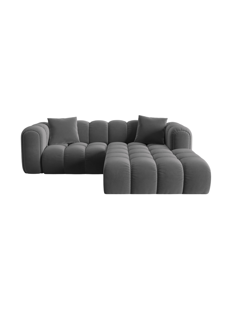 
3-seater designer corner sofa "Arden" - Velvet Grey / Right-hand corner section