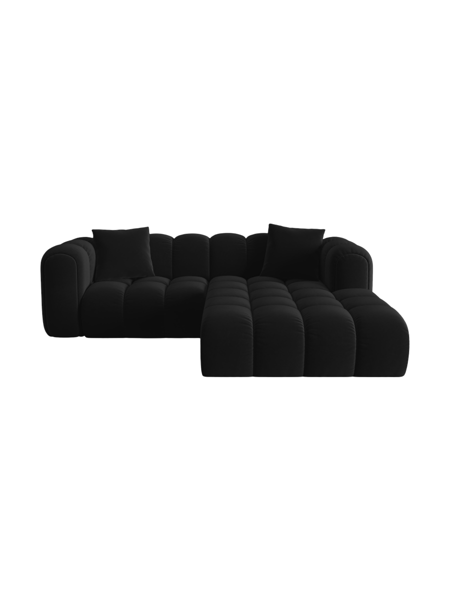 
3-seater designer corner sofa "Arden" - Velvet Black / Right-hand corner section