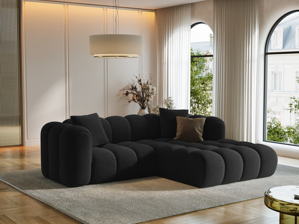 
3-seater designer corner sofa "Arden" - Velvet Black / Right-hand corner section