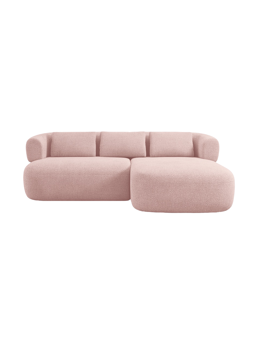 
3-Seater Designer Corner Sofa "Estro" - Bouclé Powder Pink / Right-hand corner section
