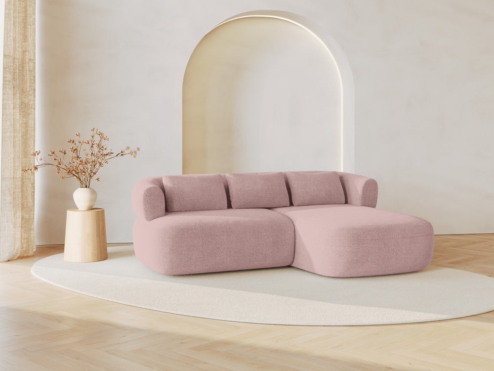 
3-Seater Designer Corner Sofa "Estro" - Bouclé Powder Pink / Right-hand corner section