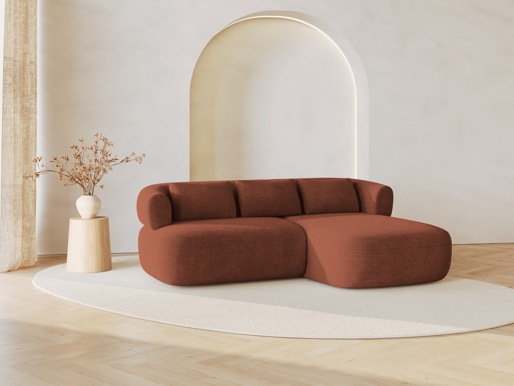 
3-Seater Designer Corner Sofa "Estro" - Bouclé Brick / Right-hand corner section