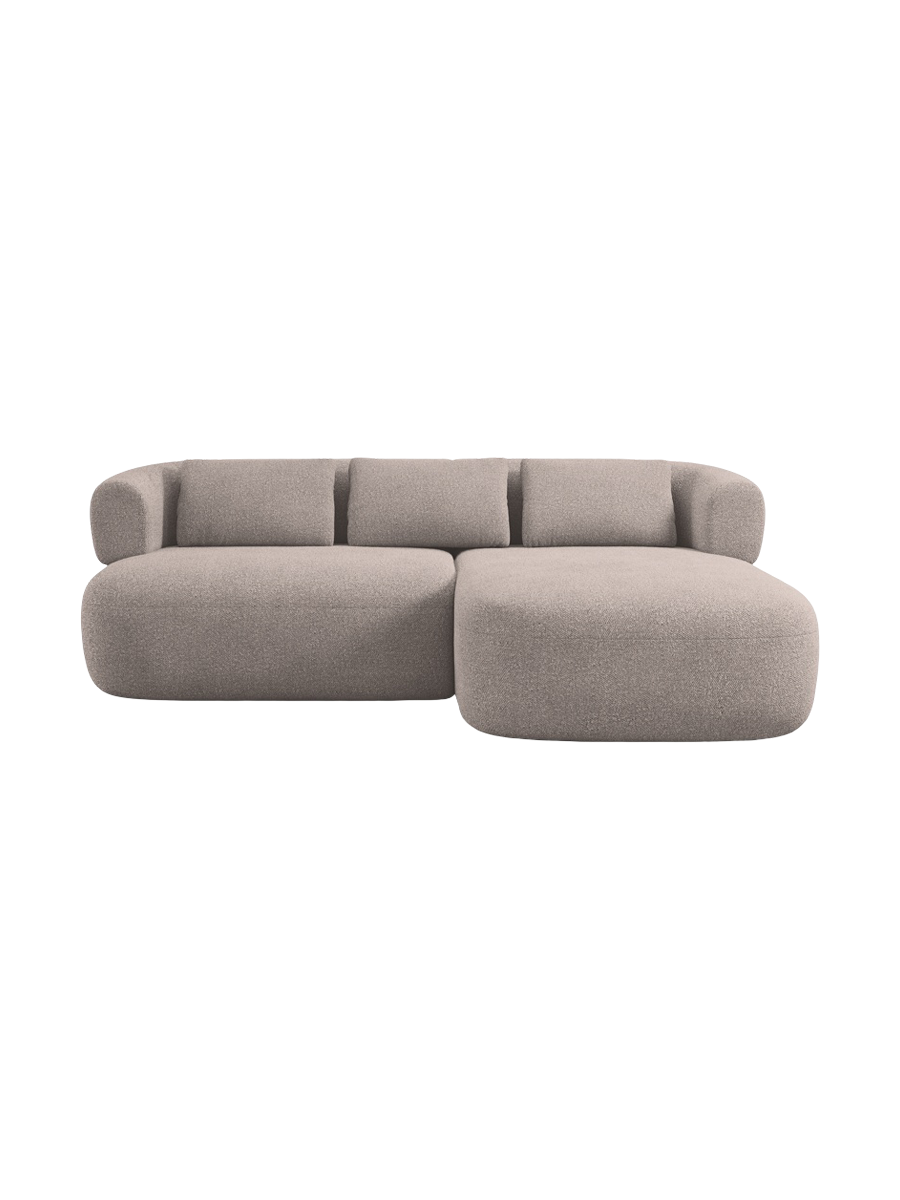 
3-Seater Designer Corner Sofa "Estro" - Bouclé Light Brown / Right-hand corner section