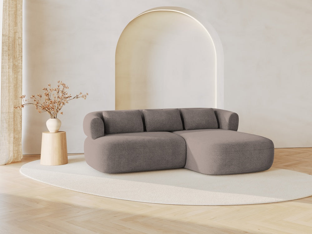 
3-Seater Designer Corner Sofa "Estro" - Bouclé Light Brown / Right-hand corner section