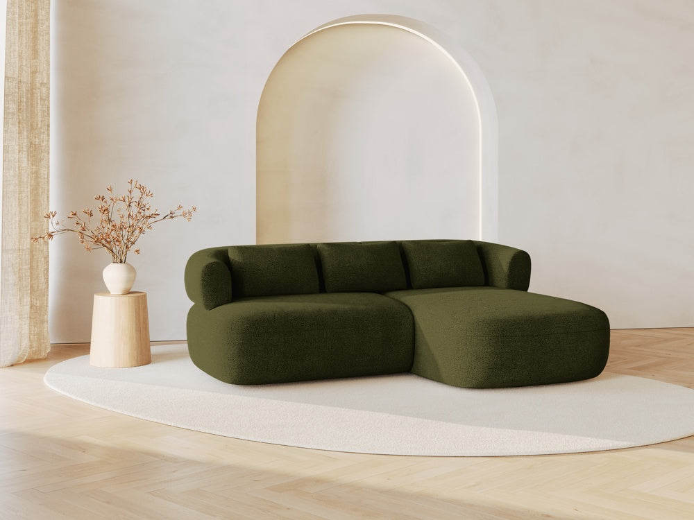 
3-Seater Designer Corner Sofa "Estro" - Bouclé Green / Right-hand corner section