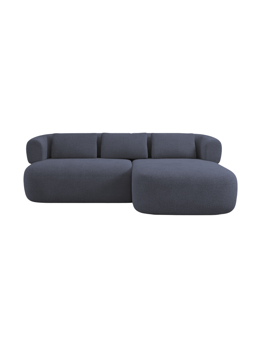 
3-Seater Designer Corner Sofa "Estro" - Bouclé Dark Blue / Right-hand corner section