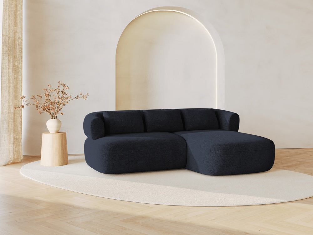 
3-Seater Designer Corner Sofa "Estro" - Bouclé Dark Blue / Right-hand corner section