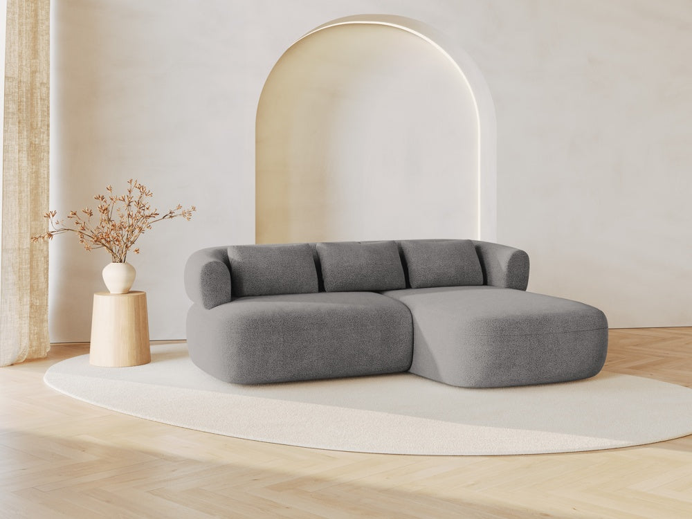 
3-Seater Designer Corner Sofa "Estro" - Bouclé Light Gray / Right-hand corner section