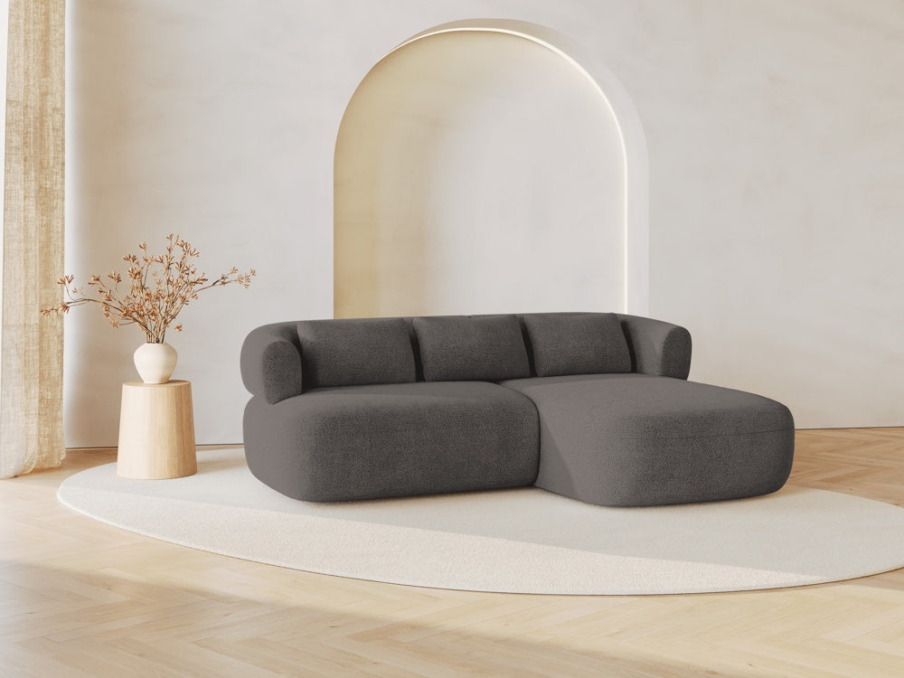
3-Seater Designer Corner Sofa "Estro" - Bouclé Grey / Right-hand corner section