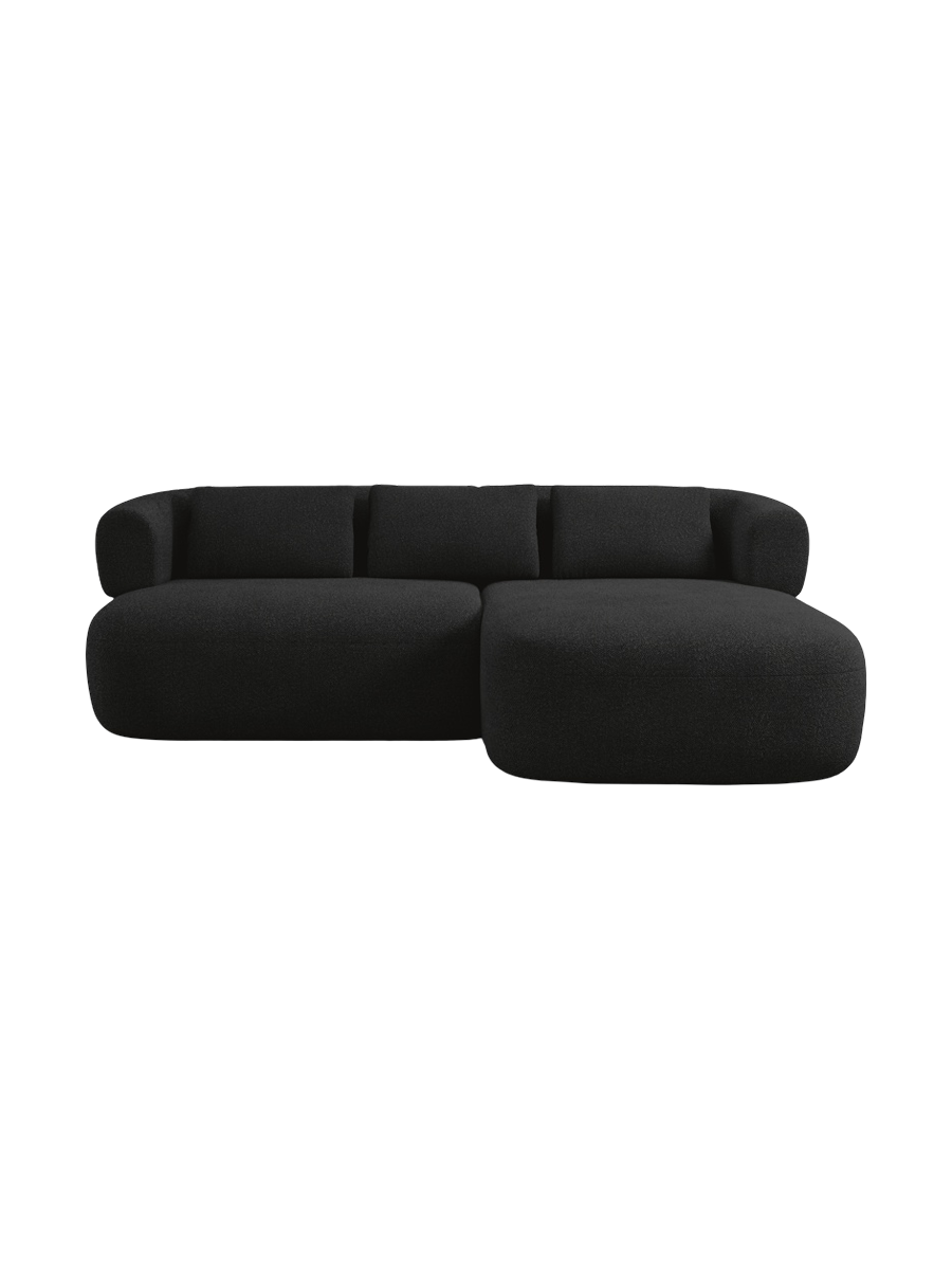 
3-Seater Designer Corner Sofa "Estro" - Black bouclé / Right-hand corner section