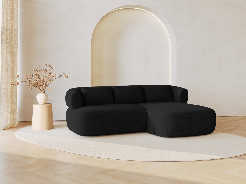 
3-Seater Designer Corner Sofa "Estro" - Black bouclé / Right-hand corner section