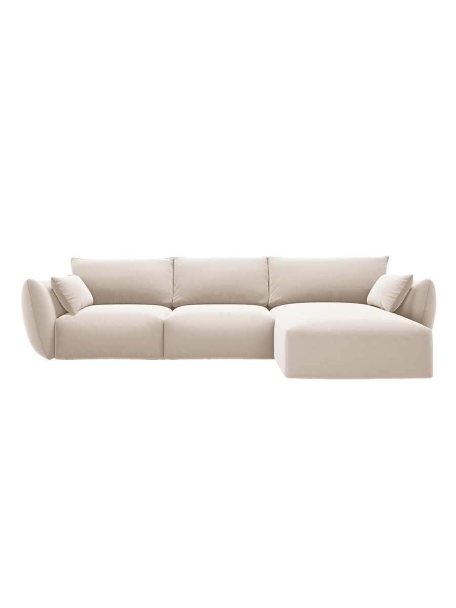 
Canapé d'angle design "Clau" 4 places - Velours Beige / Pièce d'angle droite