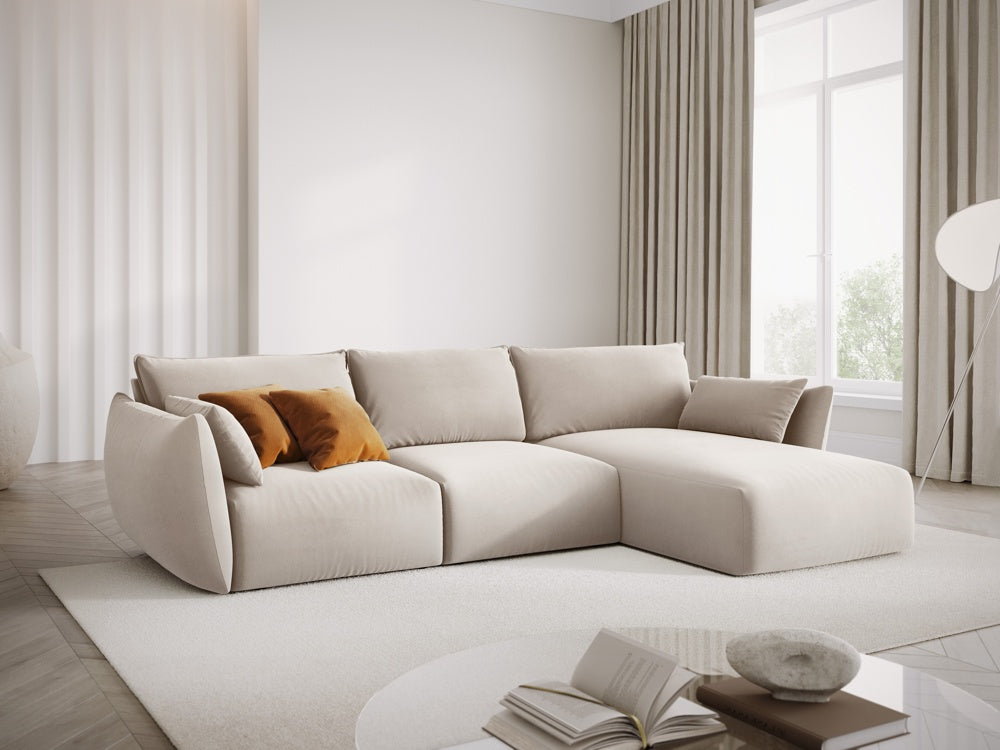 
Canapé d'angle design "Clau" 4 places - Velours Beige / Pièce d'angle droite