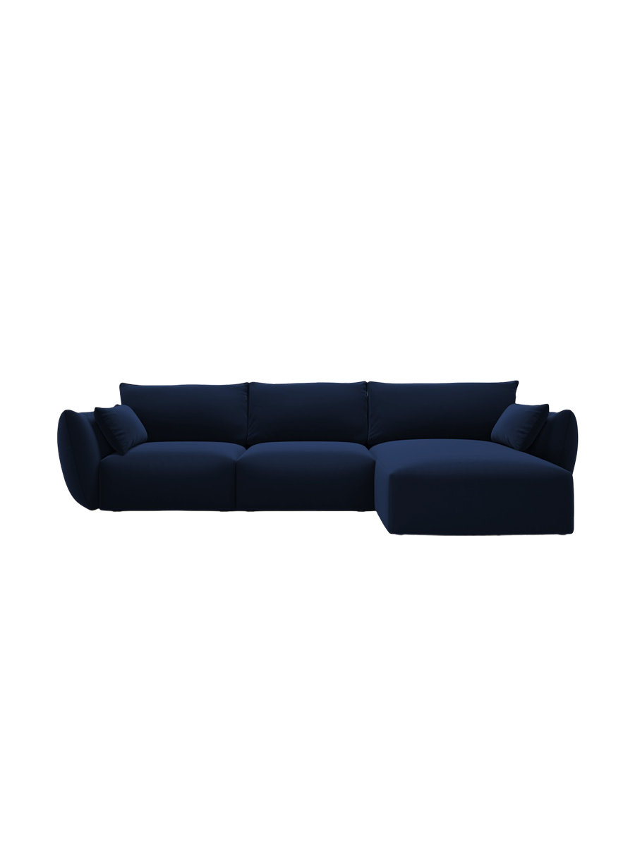 
Canapé d'angle design "Clau" 4 places - Velours bleu roi / Pièce d'angle droite