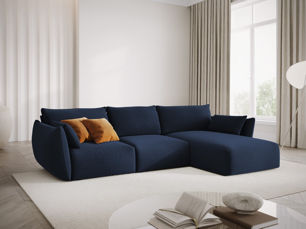 
Canapé d'angle design "Clau" 4 places - Velours bleu roi / Pièce d'angle droite