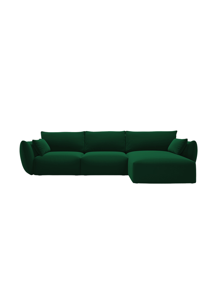 
Canapé d'angle design "Clau" 4 places - Velours vert bouteille / Pièce d'angle droite