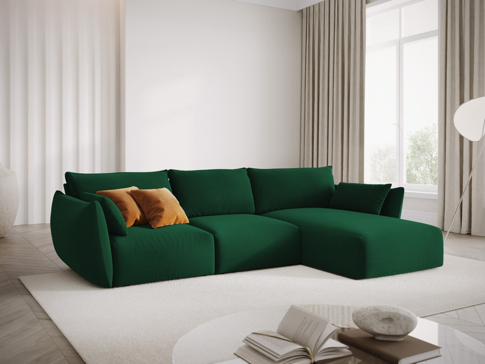 
Canapé d'angle design "Clau" 4 places - Velours vert bouteille / Pièce d'angle droite