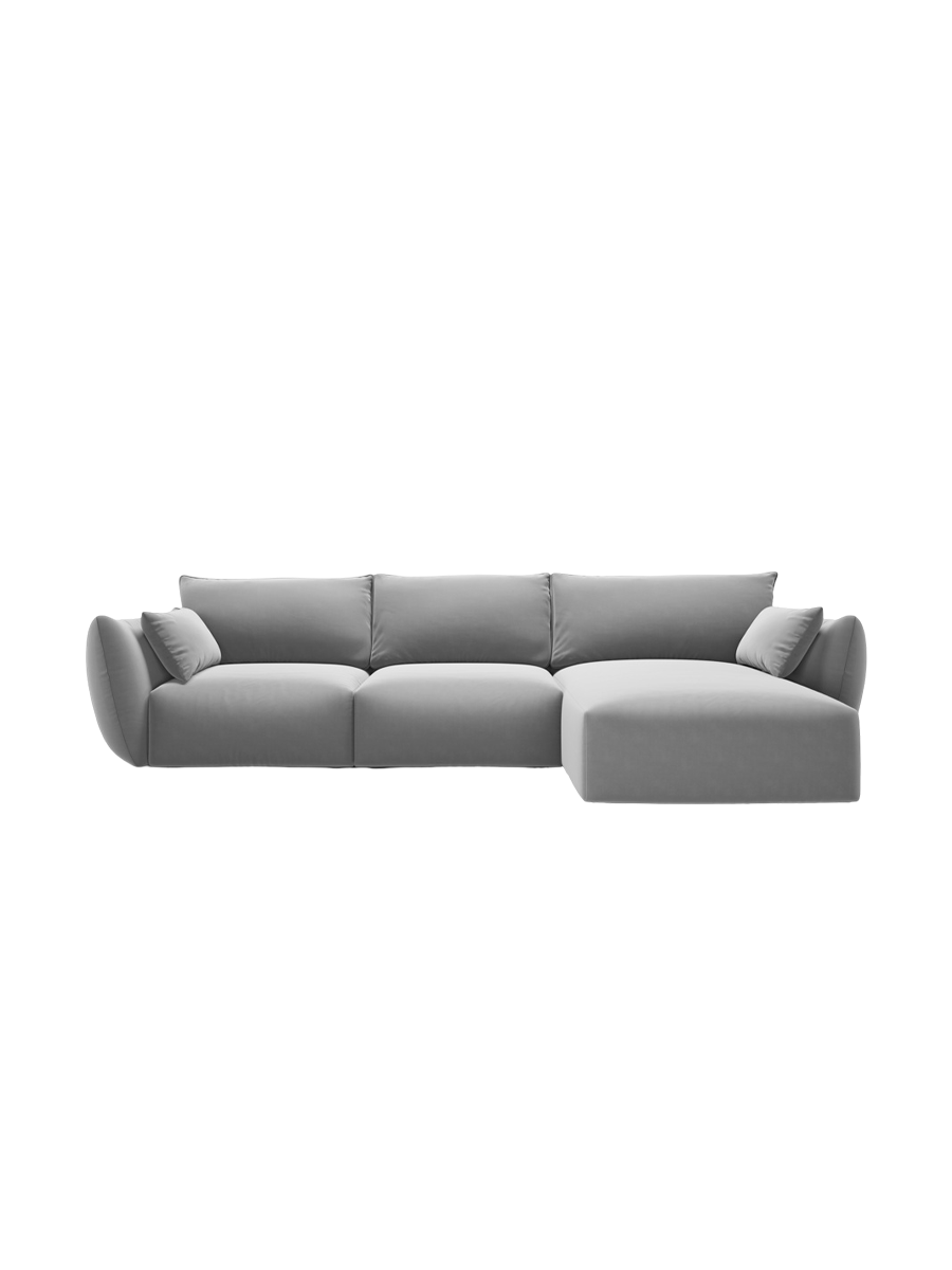 
Canapé d'angle design "Clau" 4 places - Velours Gris / Pièce d'angle droite