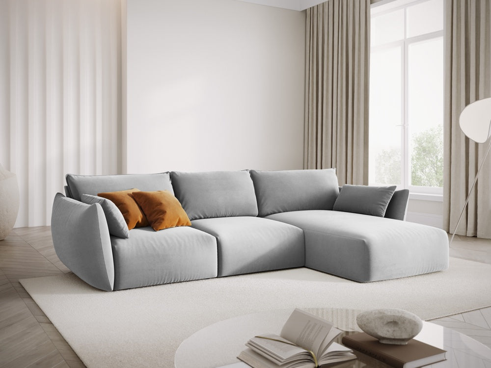 
Canapé d'angle design "Clau" 4 places - Velours Gris / Pièce d'angle droite
