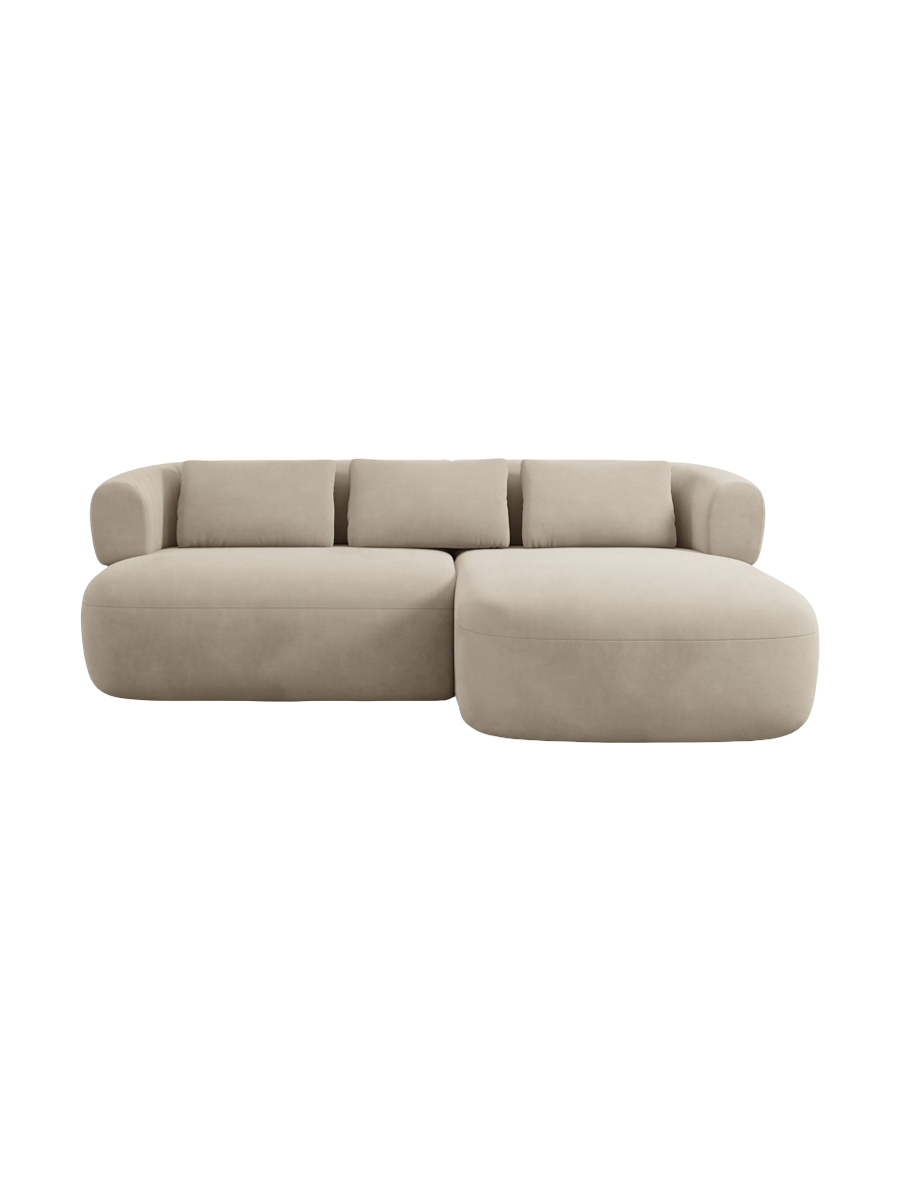 
3-Seater Designer Corner Sofa "Estro" - Velvet Beige / Right-hand corner section